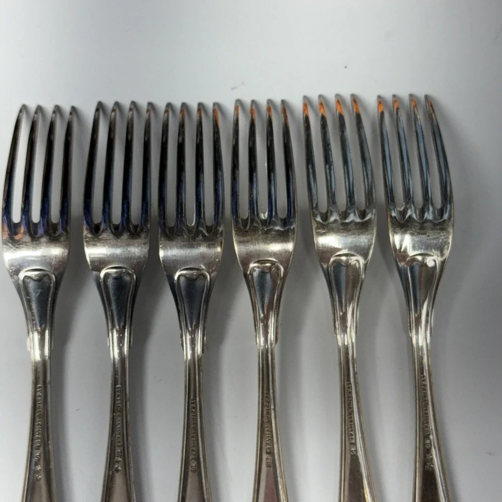 Set Of 6 Swedish SV Prima NY Silver Silverplate Cocktail Forks  4.5